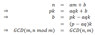 GCD(m,n mod m) = GCD(n,m)